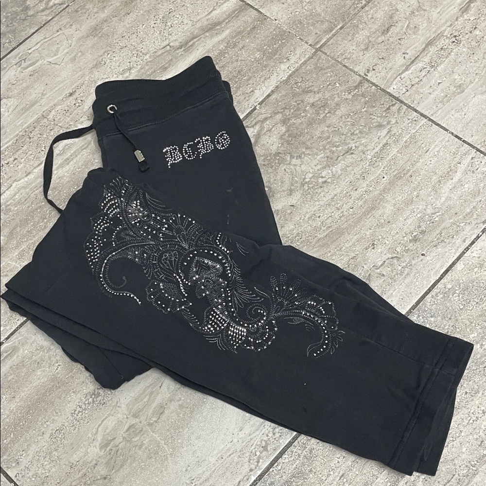 BCBGMaxAzria Black Leggings with Silver Embellishments